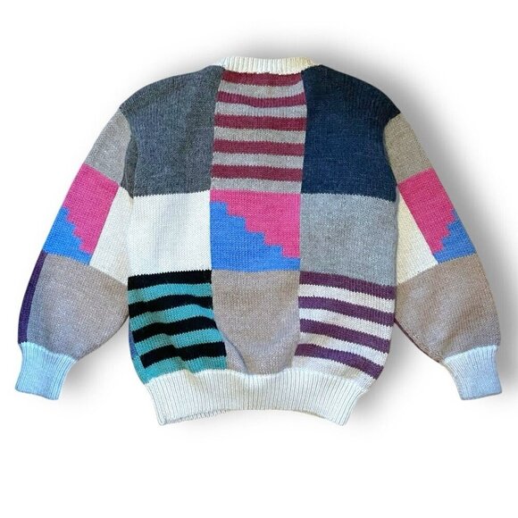 Vintage 80s Womens Cardigan Sz Small Medium Handknit Boho Wool Farmhouse Bobble - Picture 7 of 7